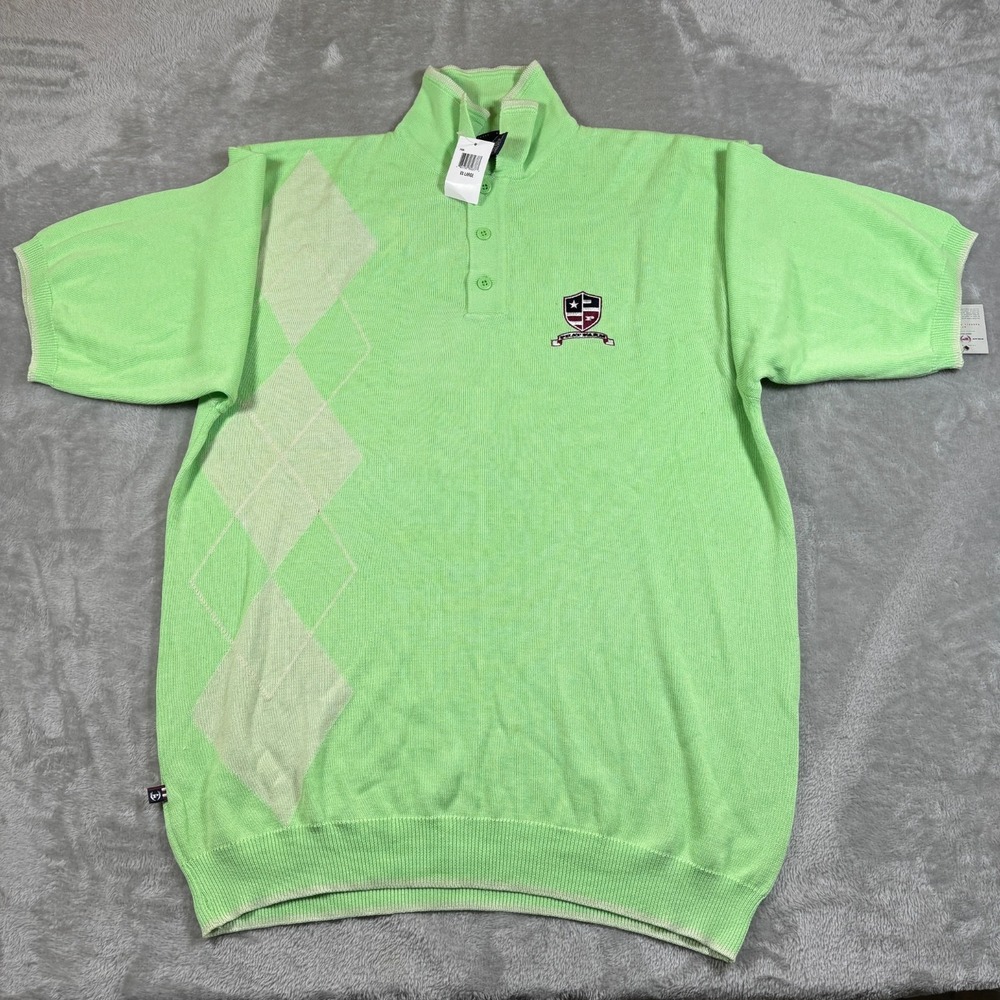 Vintage Phat Farm Sweater Mens XXL Argyle Collared Short Sleeve Knit Hip Hop New